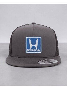 Honda Automotive Blue Logo Patch on YP Flat Bill Trucker Hat Mesh Back Snapback